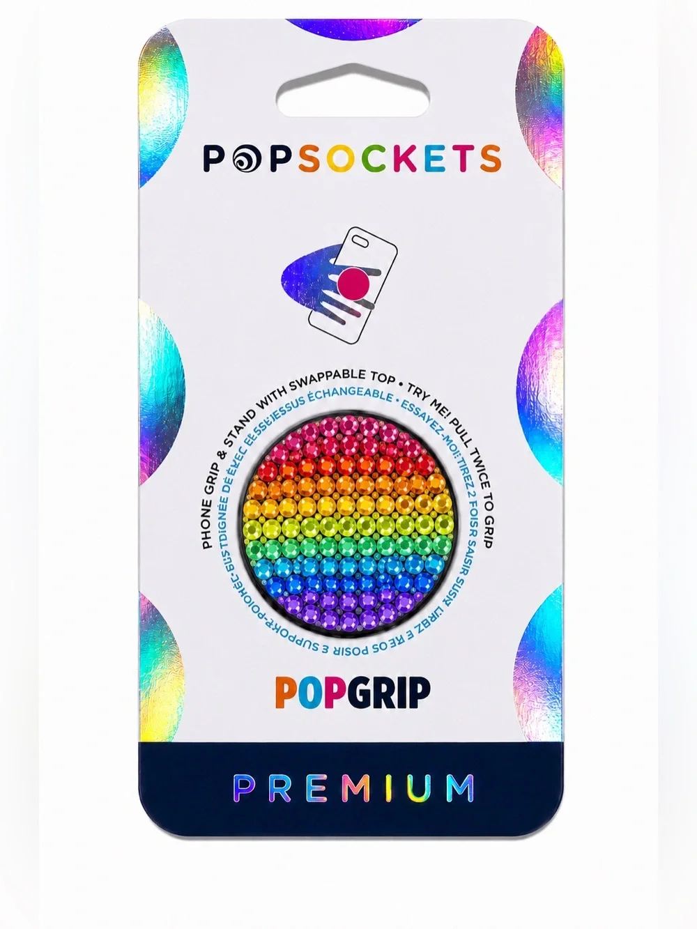 Luxe Crystal Multicolour Rainbow Theme Diamonds PopSocket Phone Holder Grip New